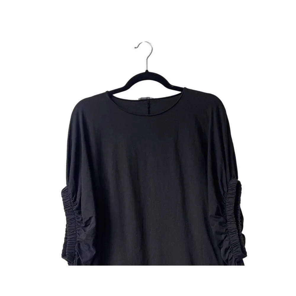 Zara Oversized‎ Womens Top Size S Black Batwing Sleeves Lagenlook Minimalist